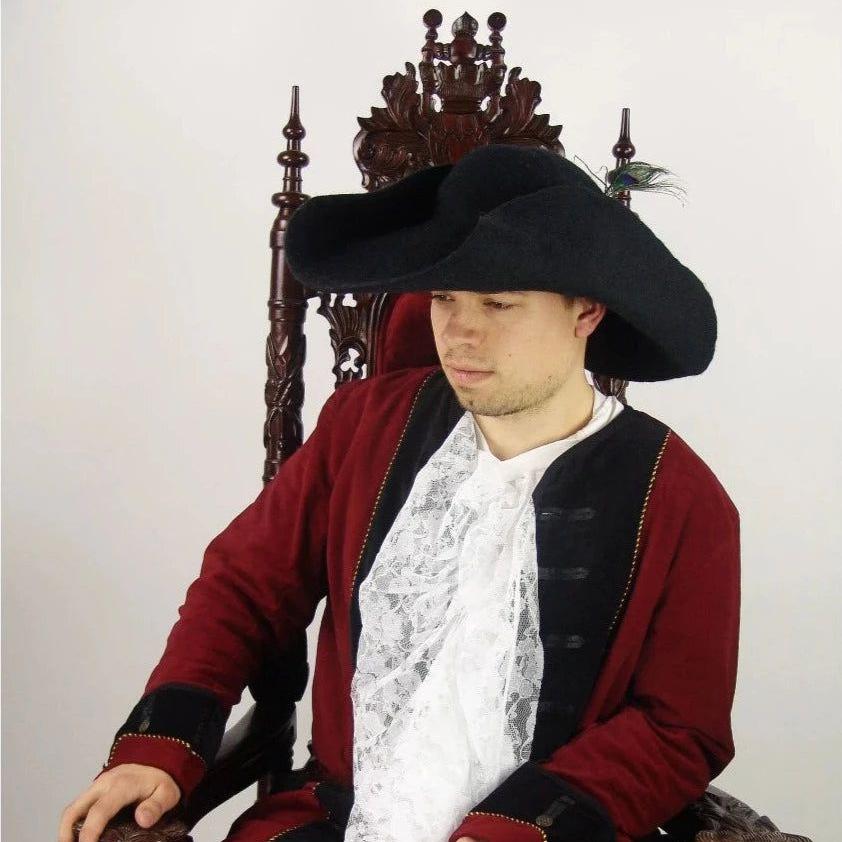 Gray Wool Renaissance Hat with Plume | Wide Brim