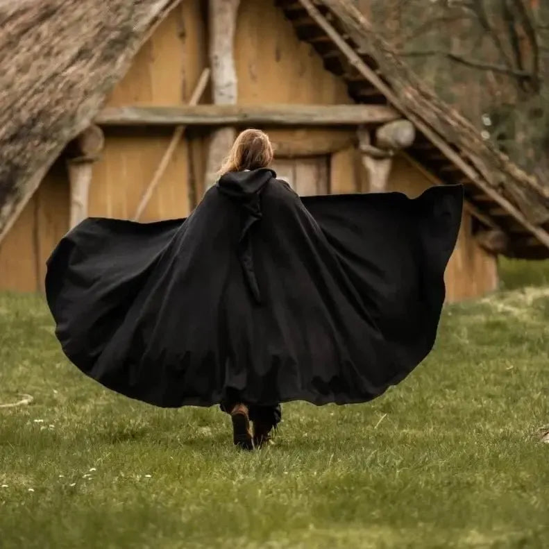Long Hooded Viking Cloak | Wool Blend-4-Viking Warrior