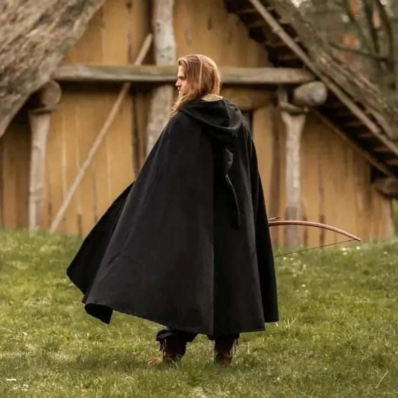 Long Hooded Viking Cloak | Wool Blend-5-Viking Warrior