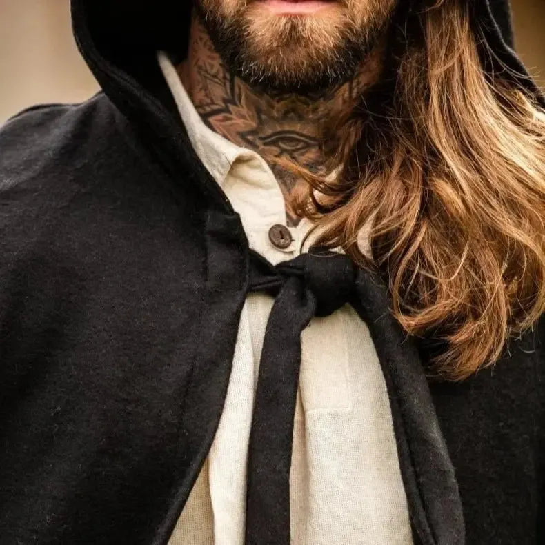 Long Hooded Viking Cloak | Wool Blend-8-Viking Warrior