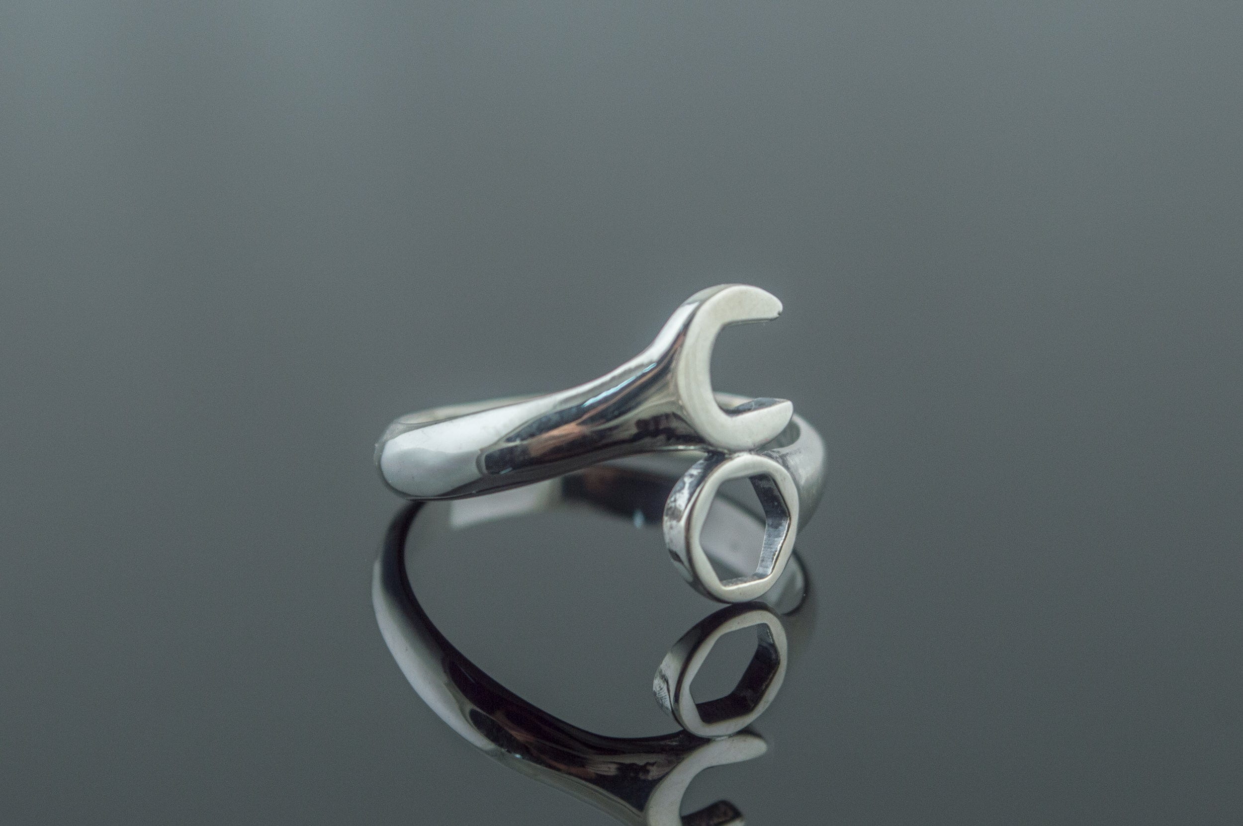 Wrench Ring Sterling Silver Unique Handmade Jewelry-3