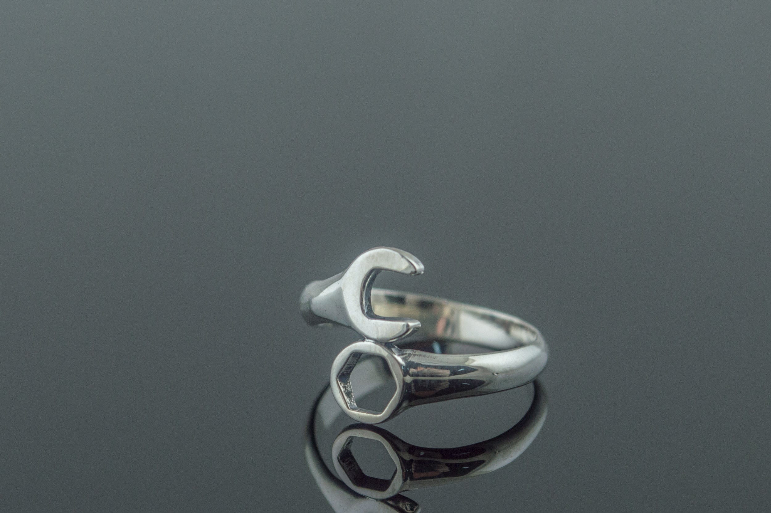 Wrench Ring Sterling Silver Unique Handmade Jewelry-4