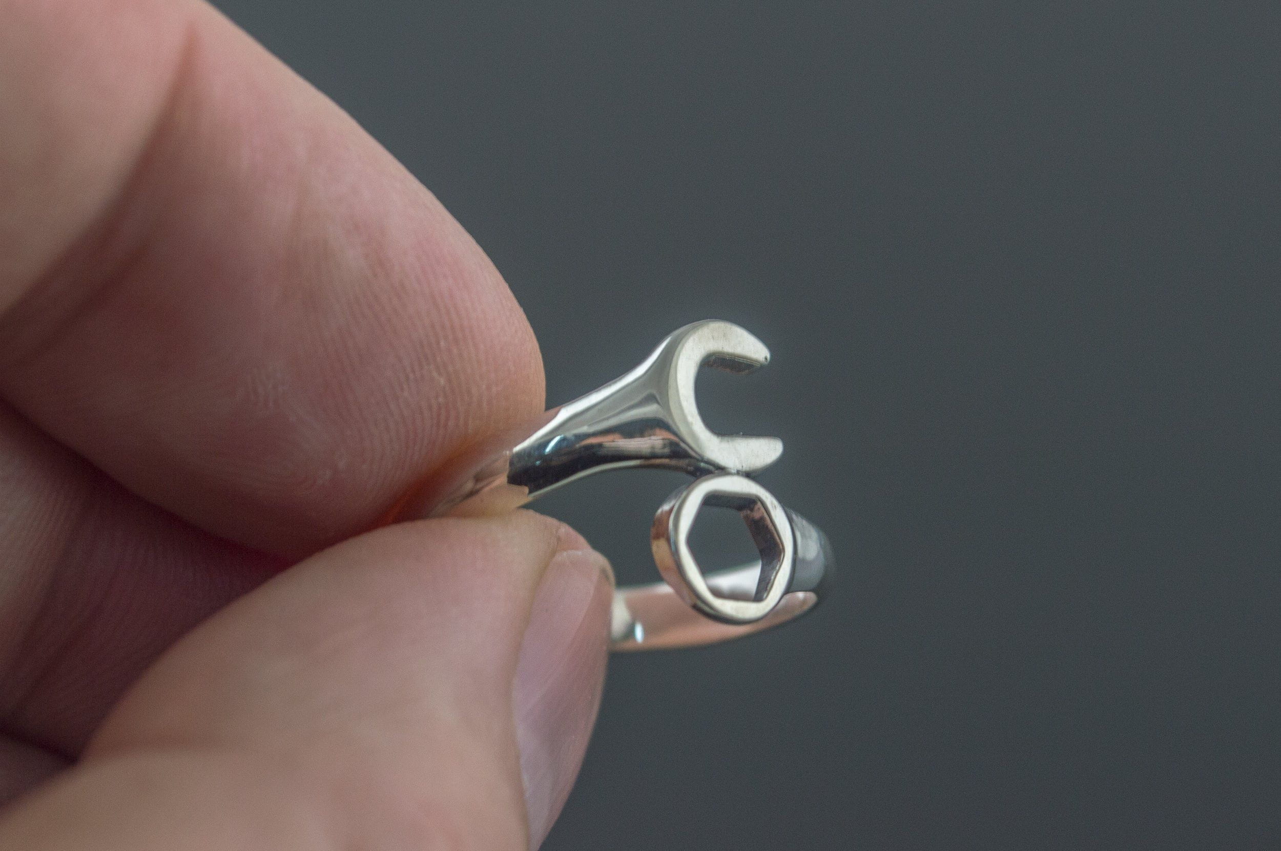 Wrench Ring Sterling Silver Unique Handmade Jewelry-5