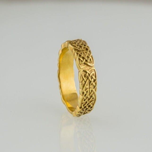 14K Gold Celtic Artistry Renaissance Ring | Handcrafted-Renaissance Wardrobe