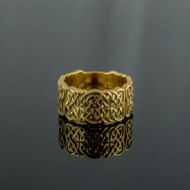 14K Gold Celtic Artistry Renaissance Ring | Handcrafted-Renaissance Wardrobe