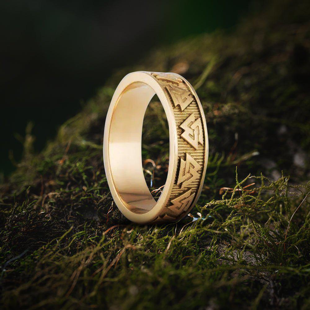 14K Gold Valknut Symbol Norse Ring-1