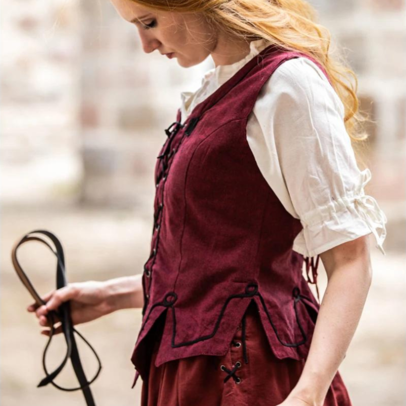 Red Renaissance Bodice | Lace and Embroidery Detailing