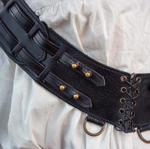 Handcrafted Black Leather Bandolier | Renaissance-Inspired Accessory