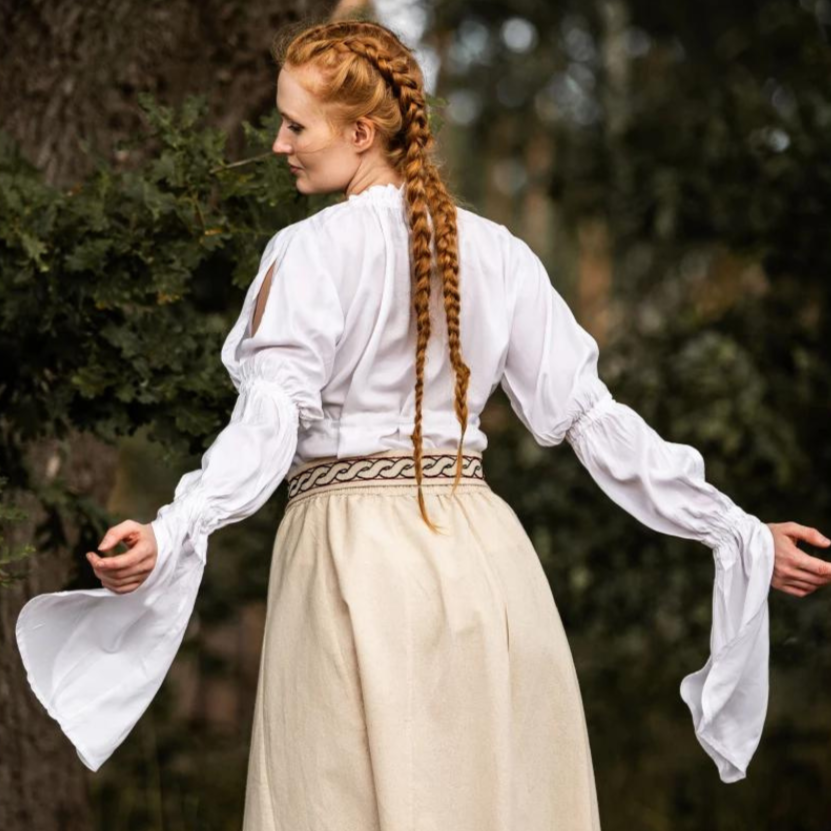 White Long Sleeve Renaissance Blouse | Elegant Laced Details