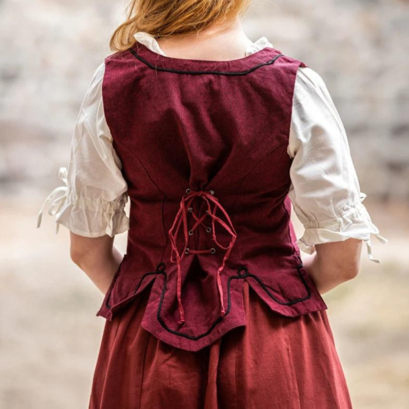 Red Renaissance Bodice | Lace and Embroidery Detailing