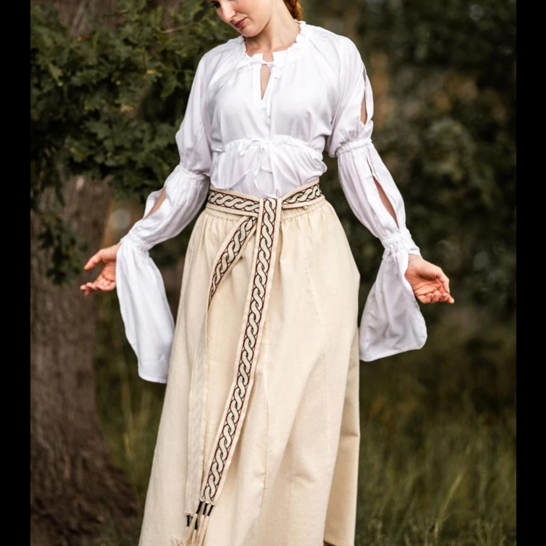 White Long Sleeve Renaissance Blouse | Elegant Laced Details