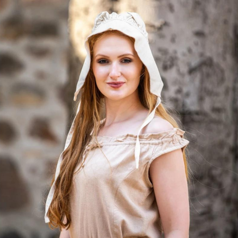 Natural Renaissance Cotton Bonnet | Authentic Period Headwear