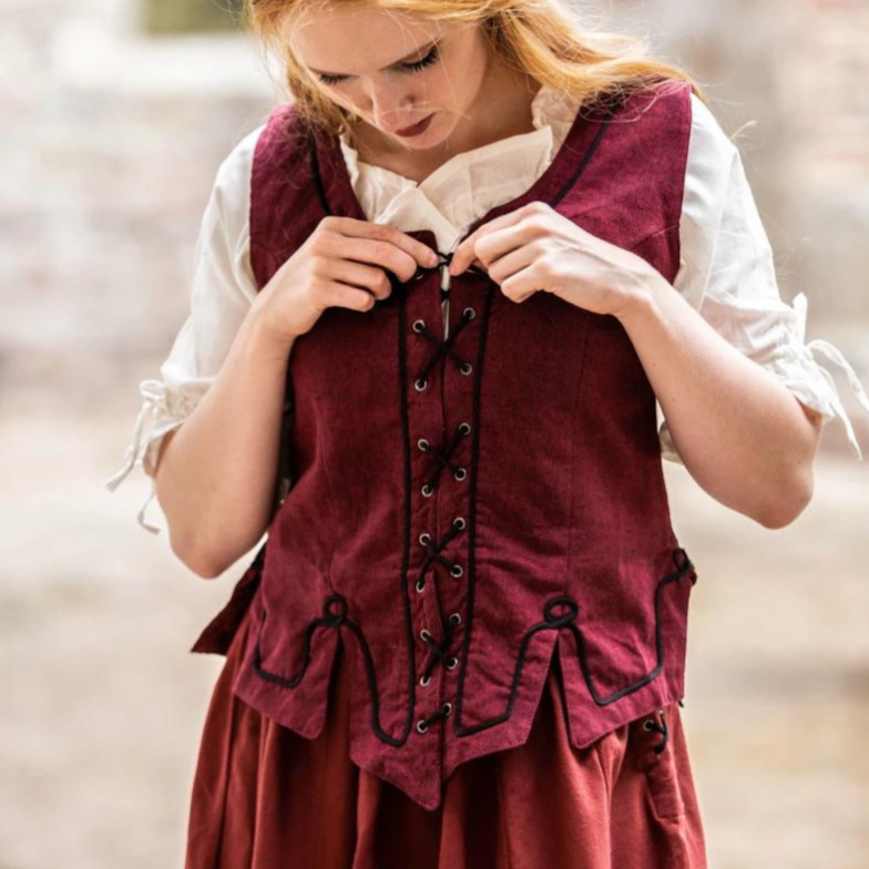 Red Renaissance Bodice | Lace and Embroidery Detailing