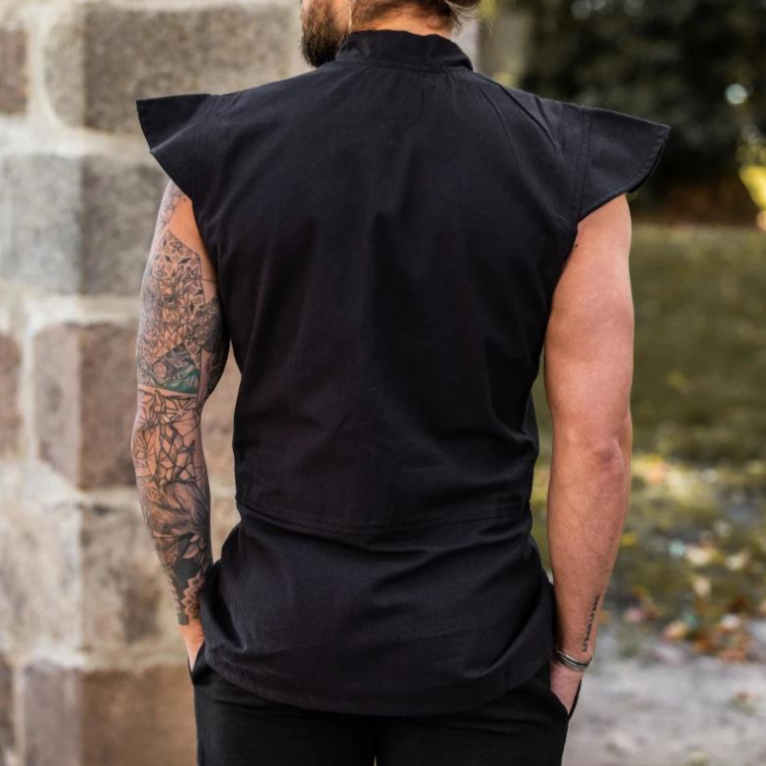 Renaissance Era Sleeveless Cotton Doublet | Classic Black | 100% Cotton