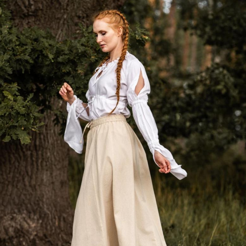 White Long Sleeve Renaissance Blouse | Elegant Laced Details