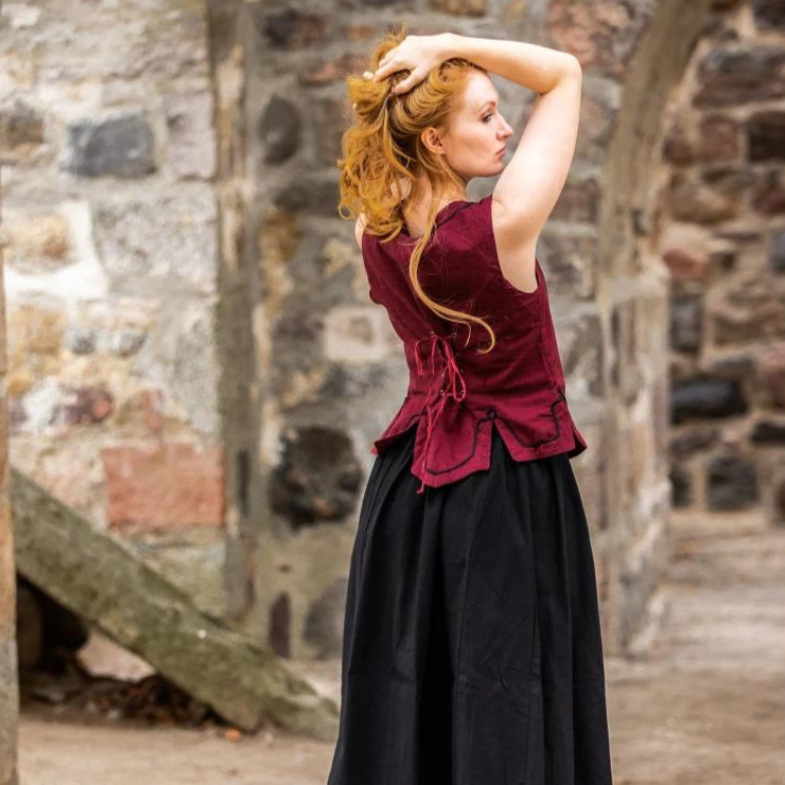 Red Renaissance Bodice | Lace and Embroidery Detailing