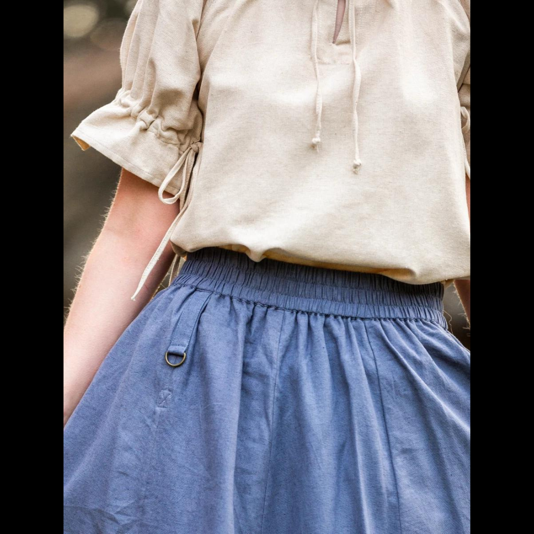 Natural Short Sleeve Women’s Renaissance Blouse | Intricate Laced Detailing
