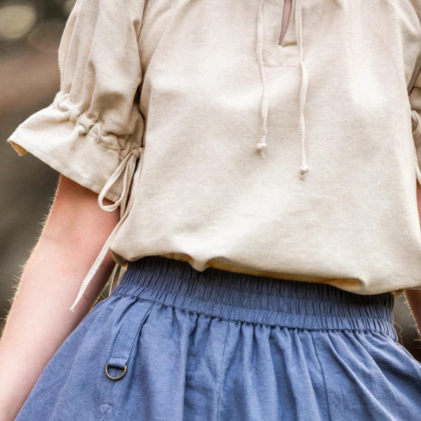 Natural Short Sleeve Women’s Renaissance Blouse | Intricate Laced Detailing