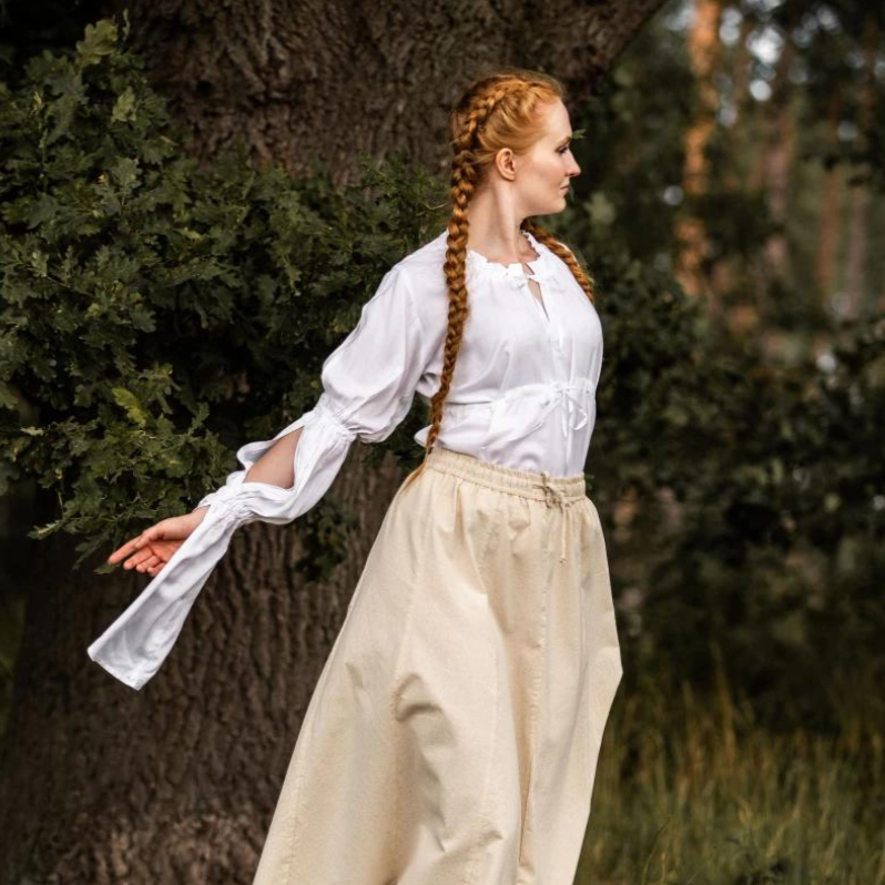 White Long Sleeve Renaissance Blouse | Elegant Laced Details