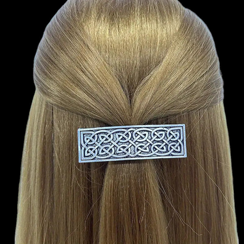 Silver Medieval Celtic Barrette | Renaissance Fair Hair Clip