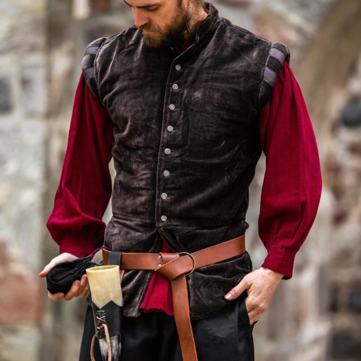 Sleeveless Brown Velvet Renaissance Doublet | Classic Button Front