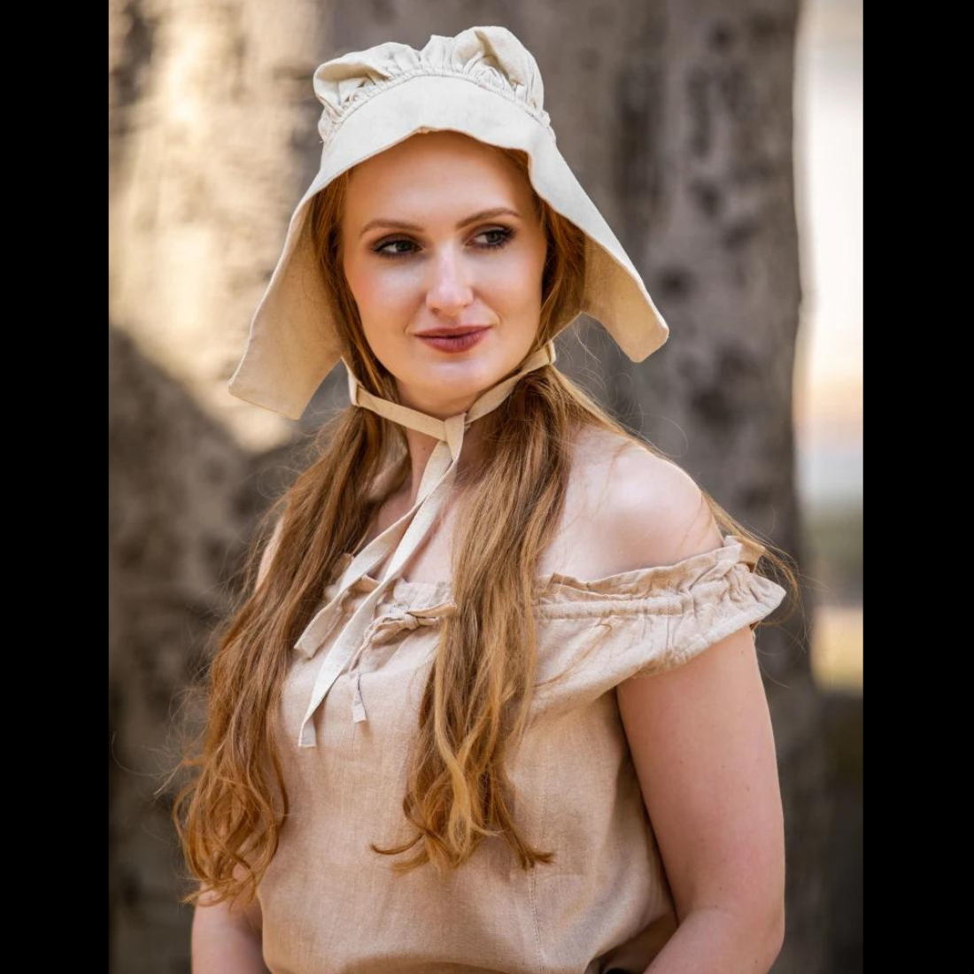 Natural Renaissance Cotton Bonnet | Authentic Period Headwear