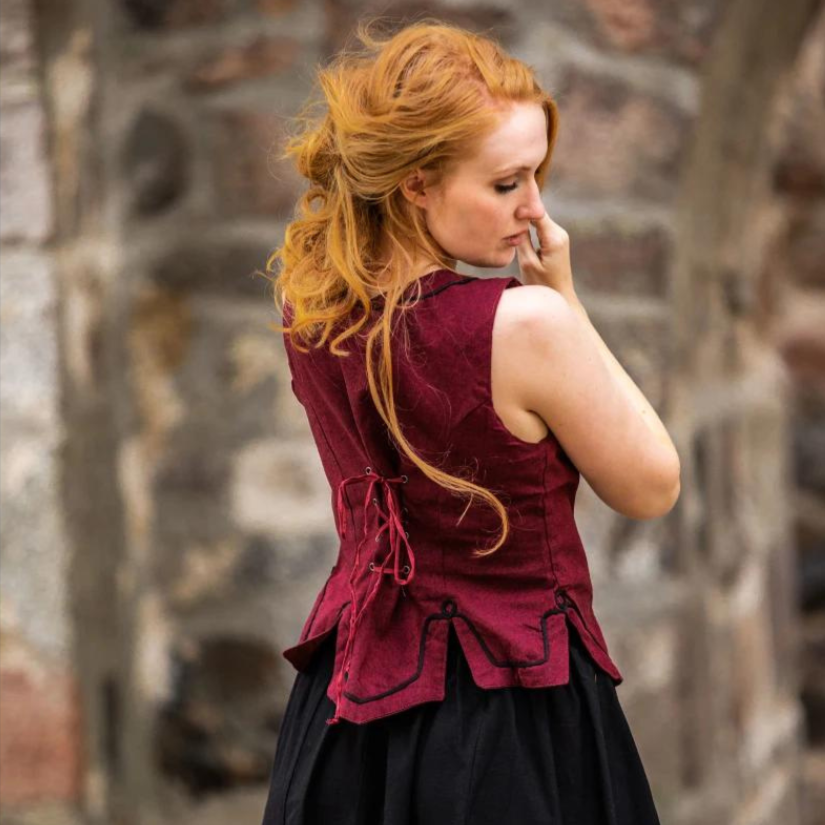 Red Renaissance Bodice | Lace and Embroidery Detailing