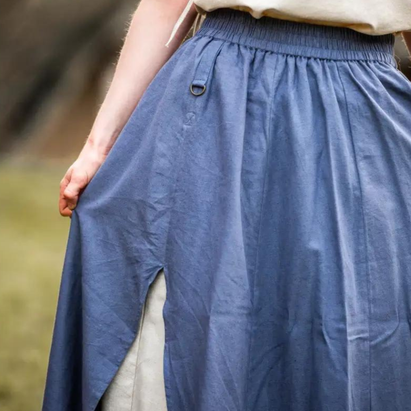 Double Layer Renaissance Skirt | Blue and Natural with Comfort Slit