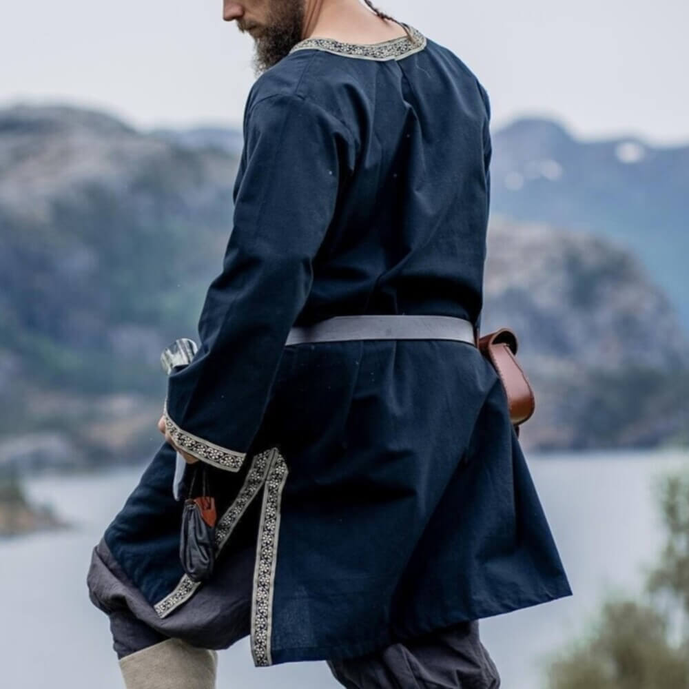 black viking tunic with embroidery