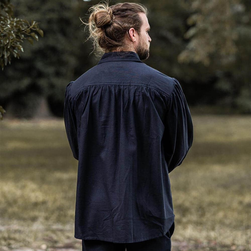 Loose Viking Shirt with Collar | V-Neck Design-9-Viking Warrior