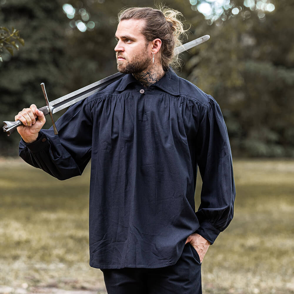 Loose Viking Shirt with Collar | V-Neck Design-10-Viking Warrior