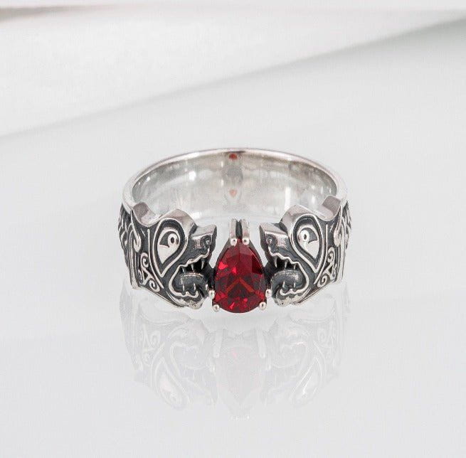 Fenrir Wolf Renaissance Ring | Handcrafted Sterling Silver & Gold Options-Renaissance Wardrobe