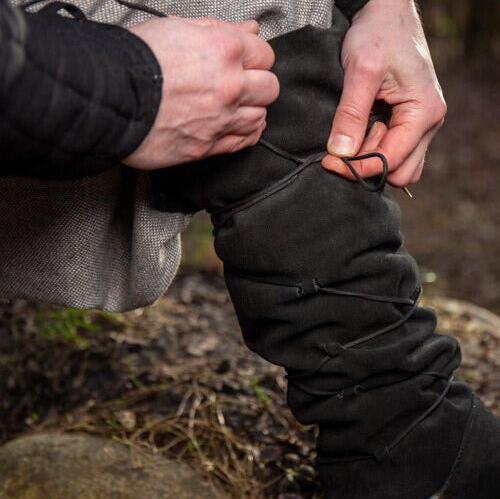 Black Suede Renaissance Gaiters | Leather Lacing System | Boot Covers