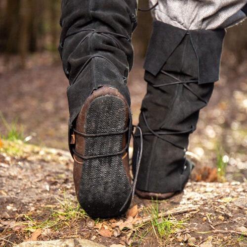 Black Suede Renaissance Gaiters | Leather Lacing System | Boot Covers