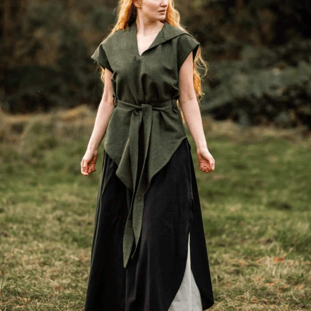 Green Viking Tunic with Hood for Women Green Viking Tunic with Hood for Women