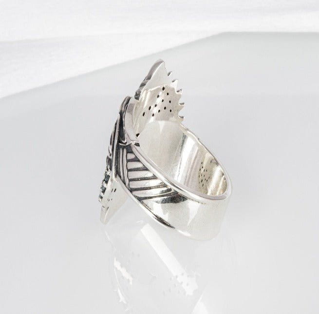 Handcrafted Renaissance Hati and Skoll Ring | Sterling & Gold Jewelry-Renaissance Wardrobe