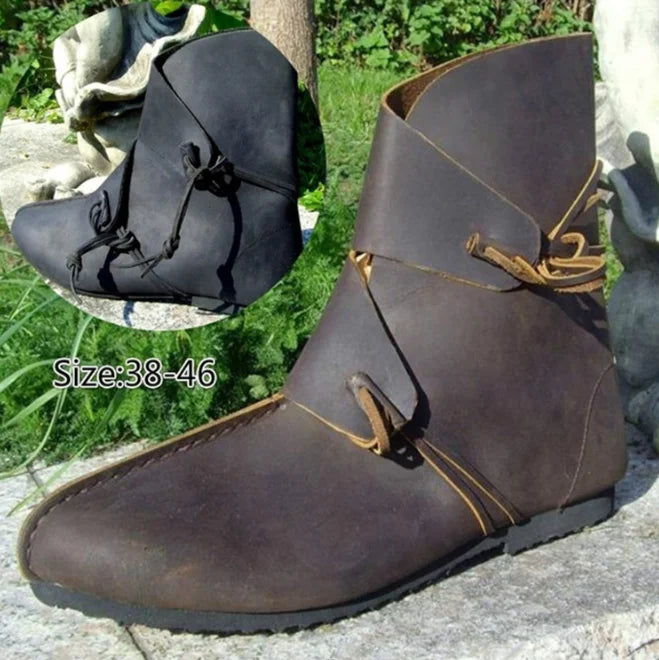 Renaissance Period Ankle Boots | Classic PU Leather Footwear for Historical Enactments