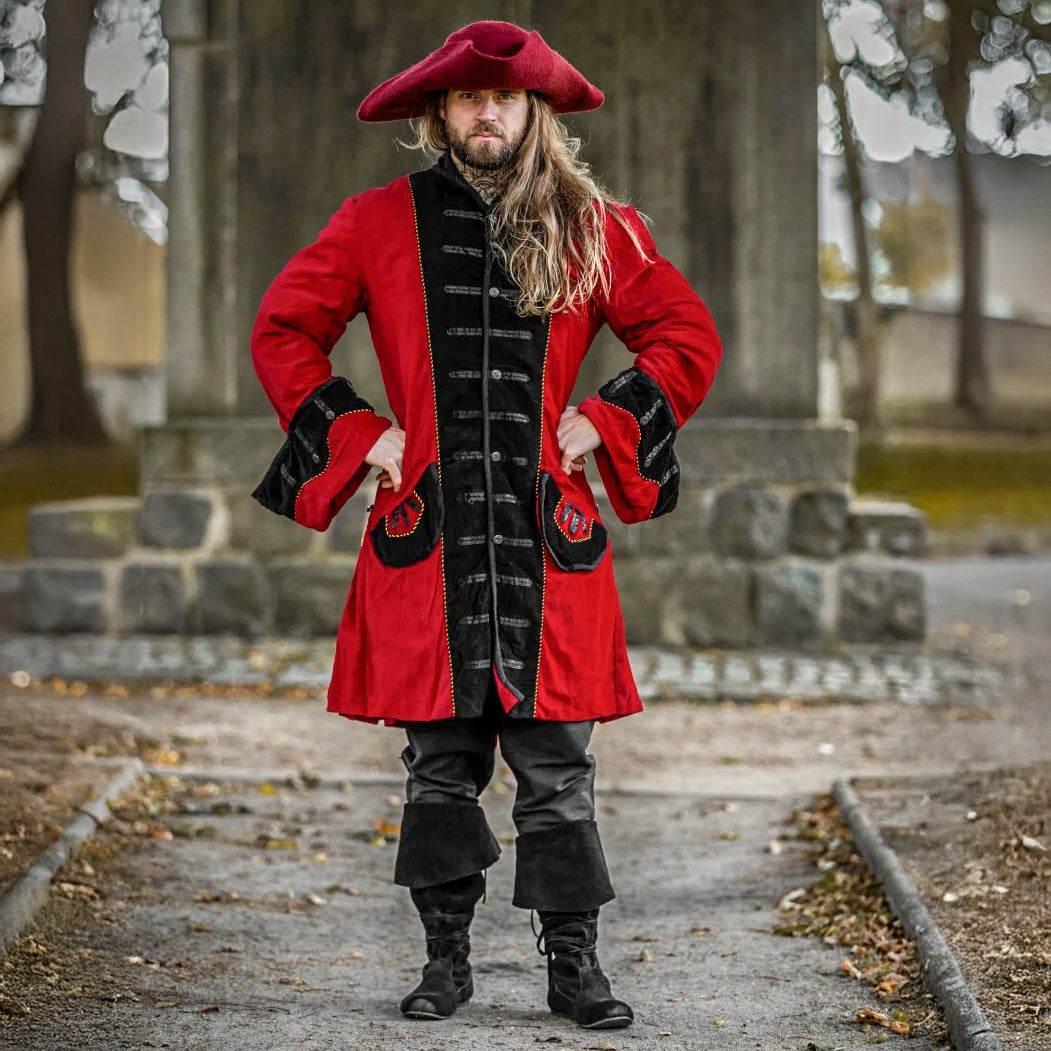 Black Velvet Renaissance Frock Coat | Elegant Metal Buttons