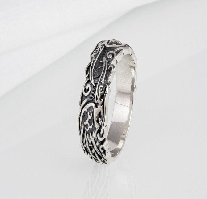 Late Norse Odin's Ravens and Ornaments Ring | Handcrafted Renaissance Jewelry-Renaissance Wardrobe