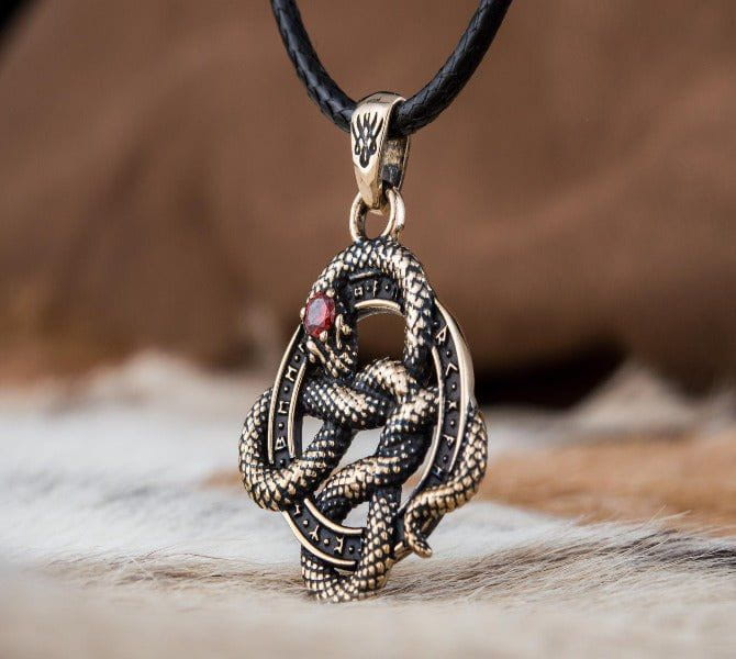 Late Norse Snake with Runes Pendant | Renaissance Jewelry-Renaissance Wardrobe