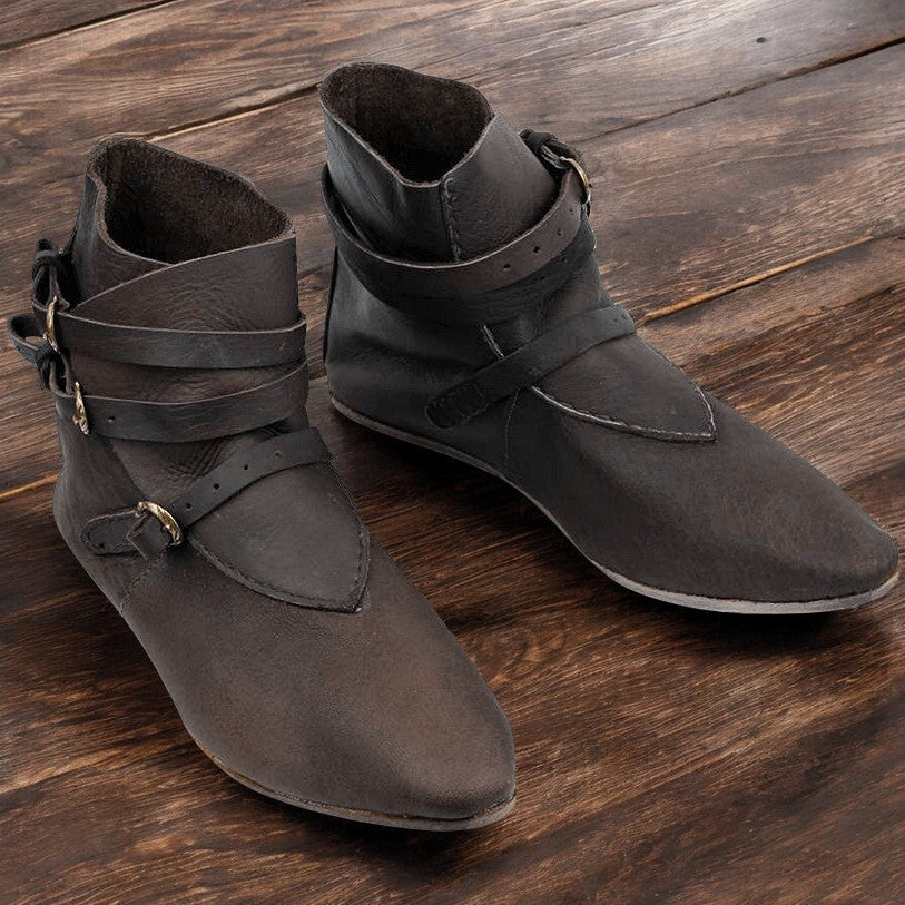 Brown Leather Renaissance Boots | Raimund Triple Buckle