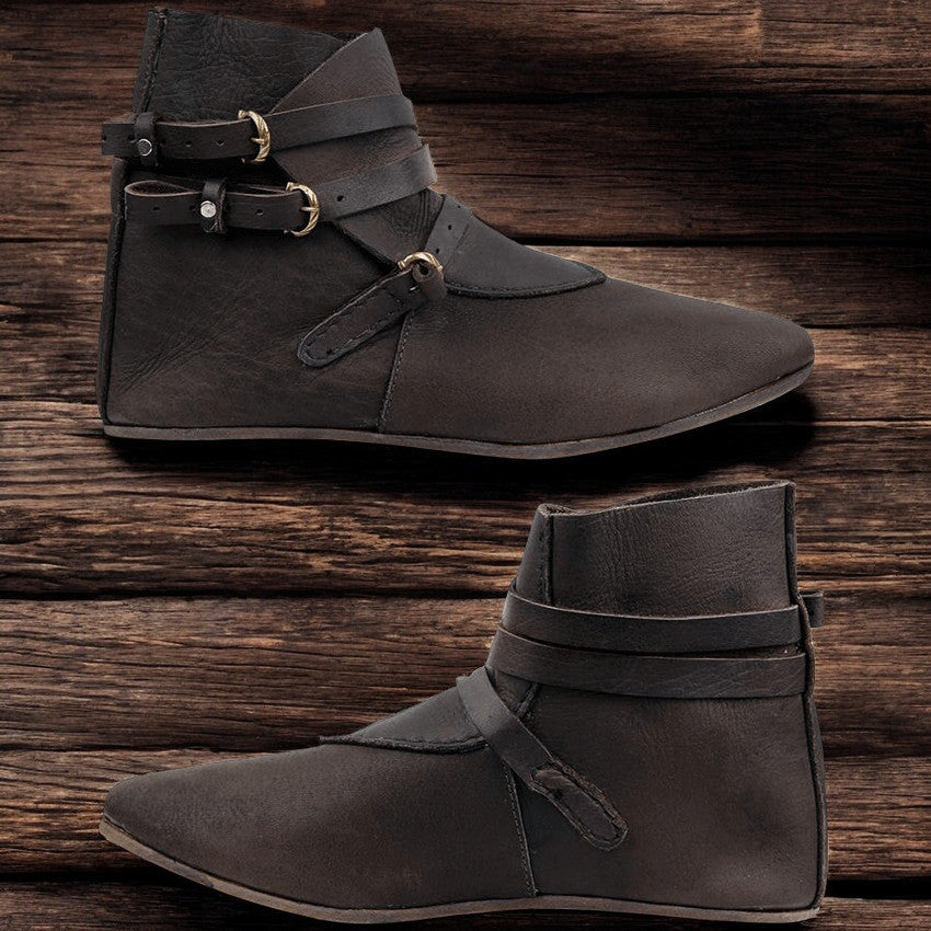 Brown Leather Renaissance Boots | Raimund Triple Buckle