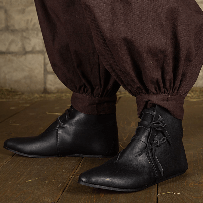 Black Leather Renaissance Boots | Heinrich Ankle Design
