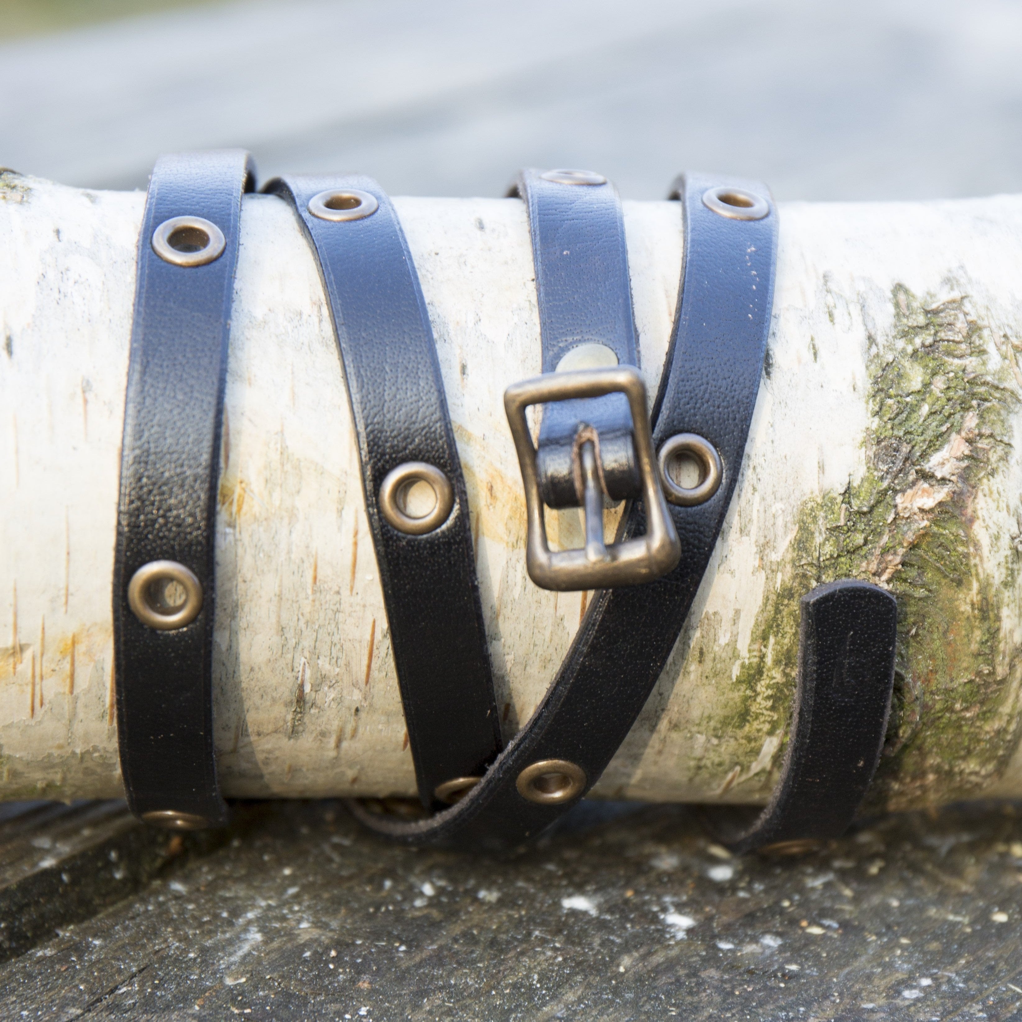 Brown Leather Medieval Wrap Bracelet | Brass Hardware | Adjustable