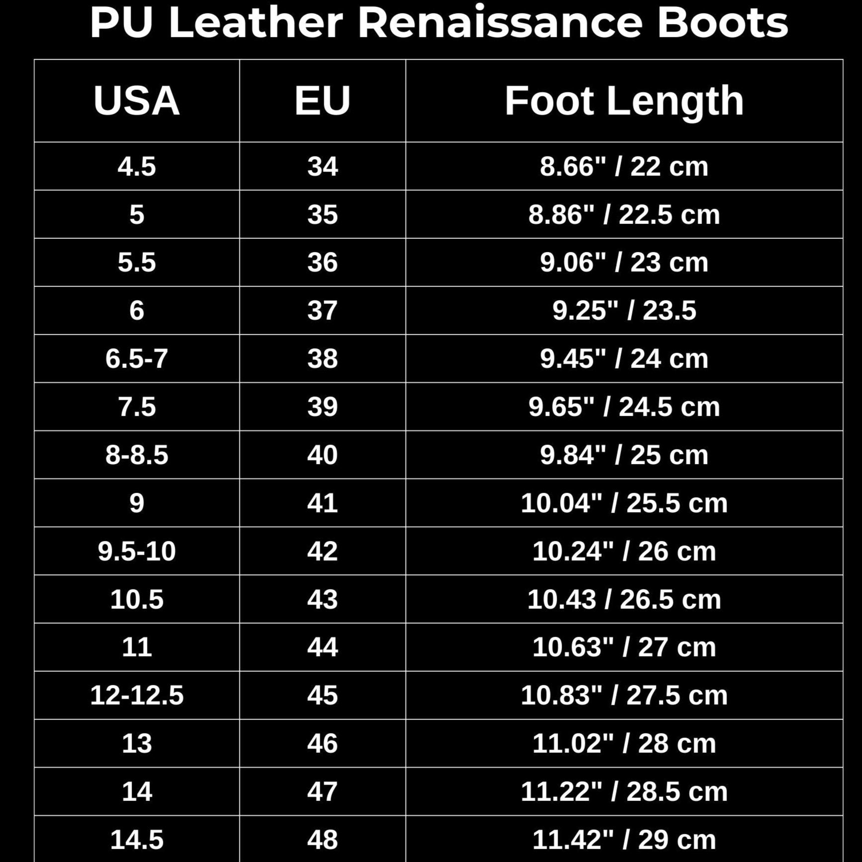 PU Leather Renaissance Boots | Unisex | Flexible Fit