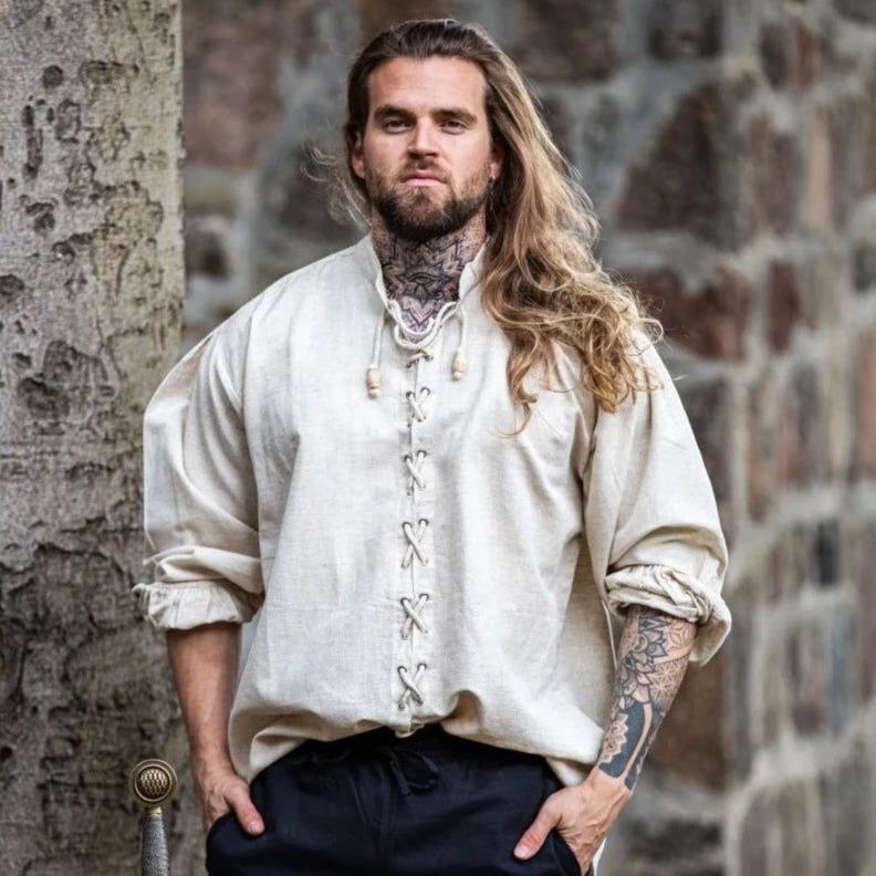 Renaissance Laced Front Shirt | Drawstring Accents-Renaissance Wardrobe