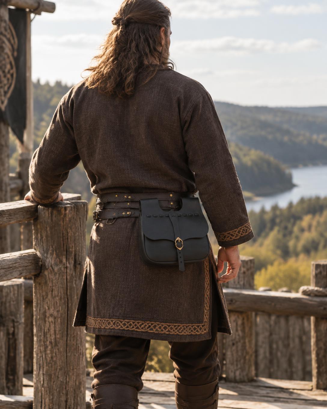 Black Renaissance Belt Bag | Handmade Leather
