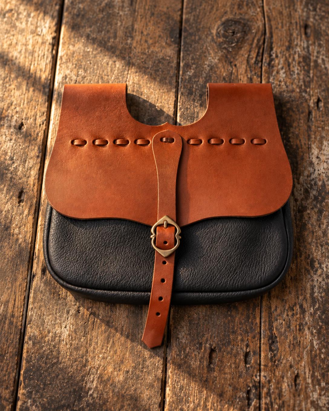 Brown & Black Renaissance Belt Bag | Handmade Leather