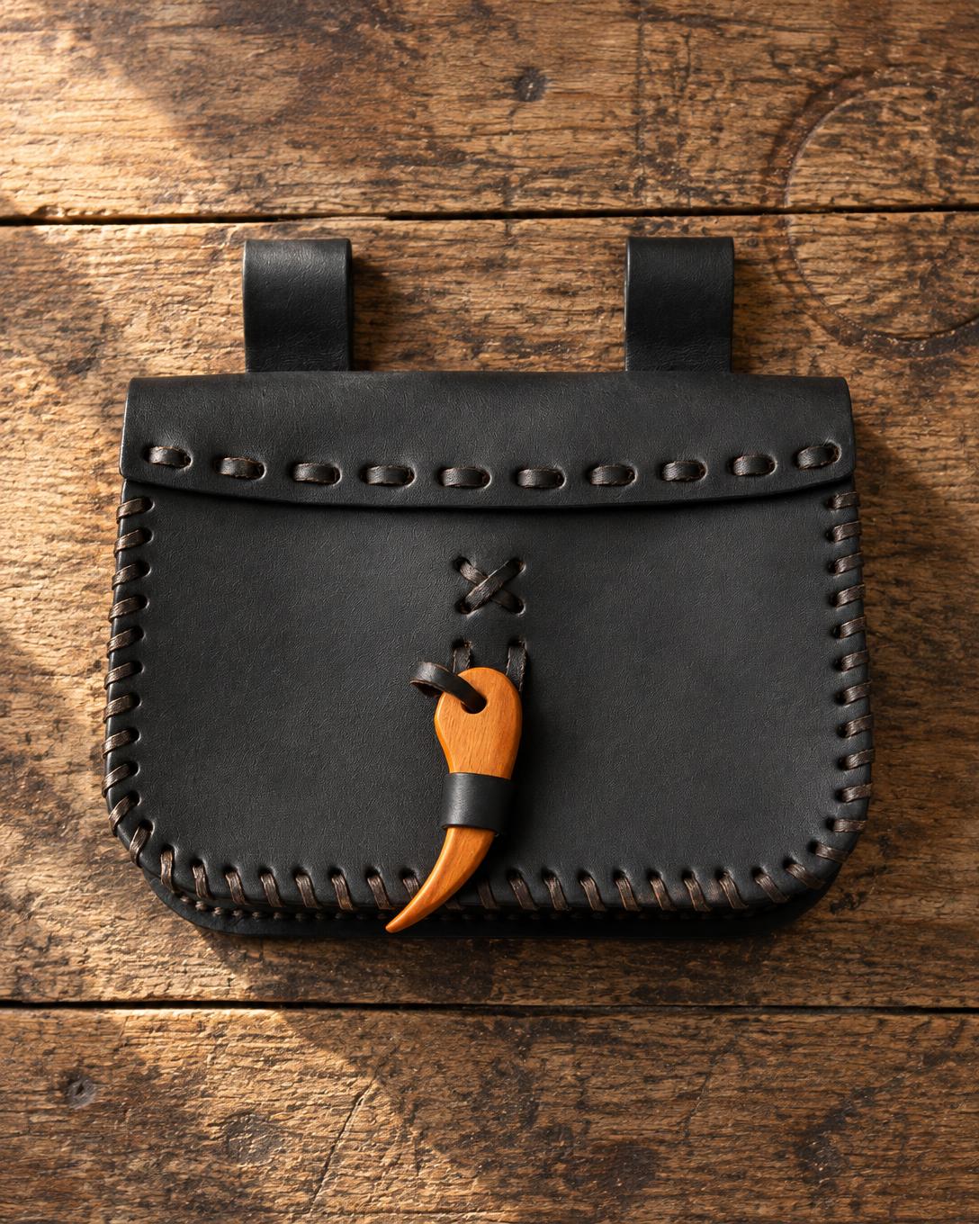Black Renaissance Belt Bag | Handmade Leather