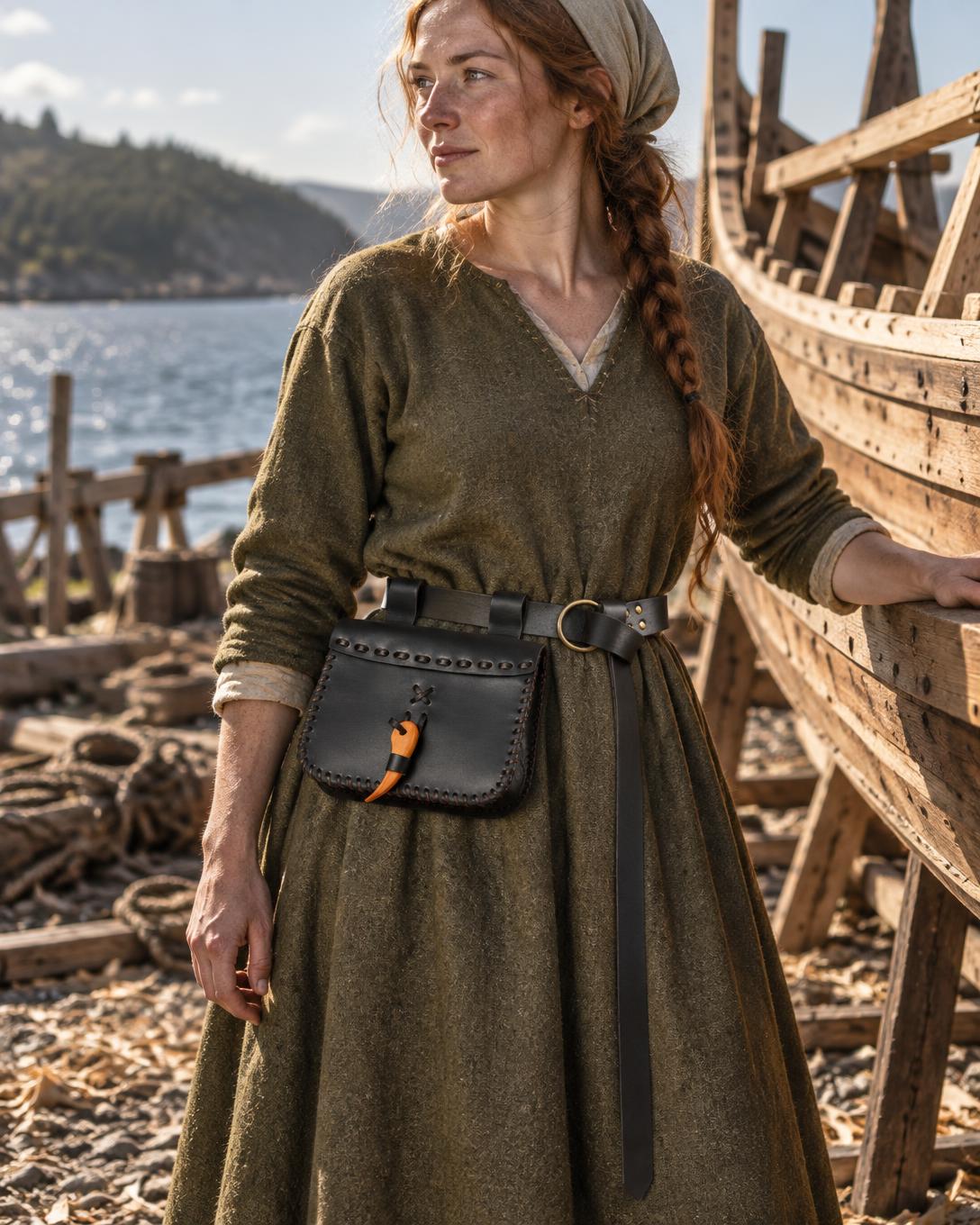 Black Renaissance Belt Bag | Handmade Leather